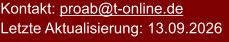 Kontakt: proab@t-online.de Letzte Aktualisierung: 13.09.2026